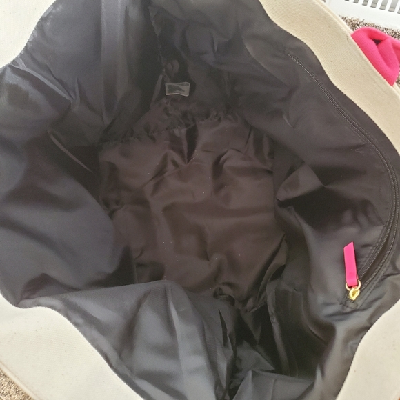 Victoria's Secret Cotton Canvas Tote Weekender Beige Cream Pink Orange - Picture 8 of 10